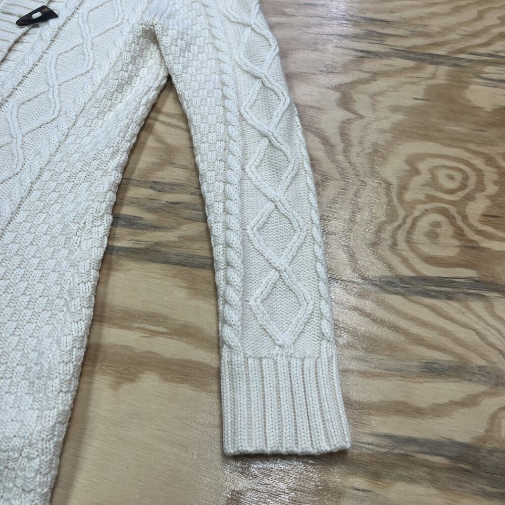 LL Bean Wool Blend Cardigan Cable Knit Fisherman Toggle Button Size Medium - Picture 9 of 13